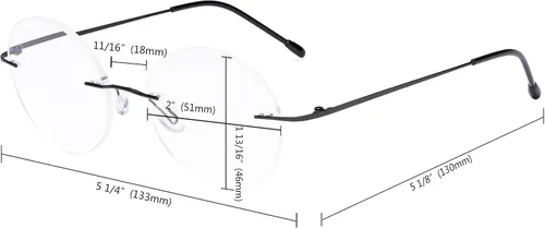 Vista 5 de CessBlu Gafas de lectura sin montura redondas para hombres y mujeres, Negro