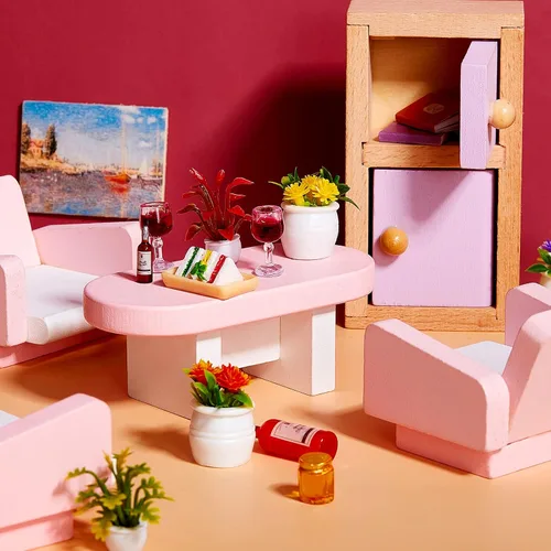 Vista 3 de Skylety 14 piezas de plantas falsas en miniatura, casa de muñecas, flores en miniatura para manualidades, mini plantas de imitación y flores a