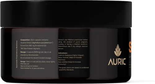 Vista 8 de Auric Shilajit/Shilajeet Energy 60 Cápsulas Shilajit puro probado en laboratorio