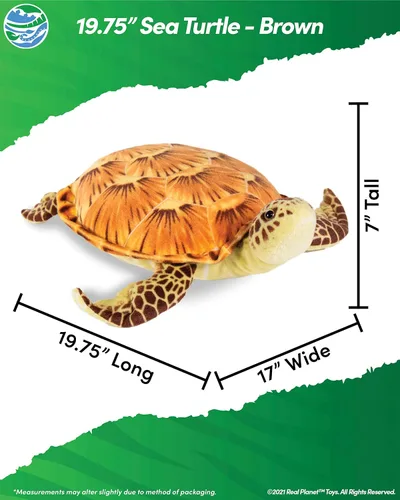 Vista 2 de Real Planet Juguete de peluche de reptil, suave y lindo, regalo para niños de todas las edades, tortuga marina realista, regalos de cumpleaños