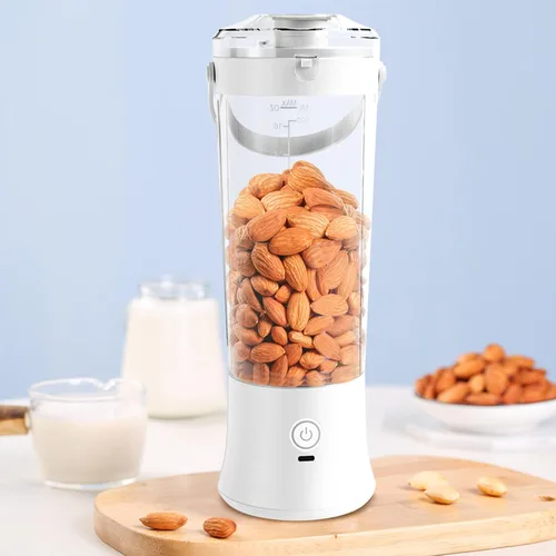 Vista 4 de Potente 7.4 V eléctrico Juicer Cup con textura de diseño portátil para frescura Mezcla de frutas en casa Gimnasio Oficina Licuadora de alta velocidad