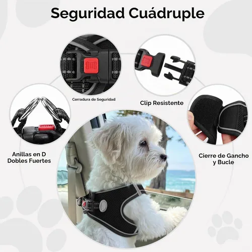 Vista 6 de Joytale Arnés para Perros Pequeños, Chaleco de Malla Transpirable Step-in, Arneses Acolchados Suaves Reflectantes para Gatos y Perros Cachorros Negro
