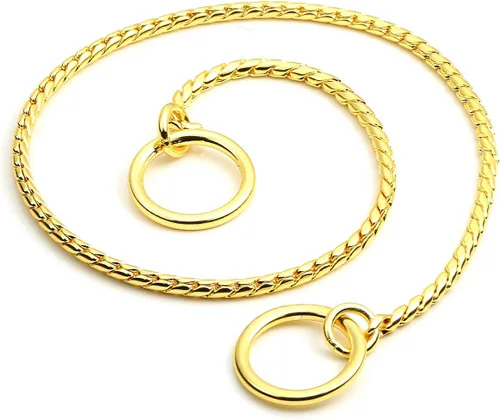 Vista 2 de Mogoko Collar de cadena de acero inoxidable para perro, cadena de serpiente de metal para cachorros, gargantilla para exhibición de mascotas
