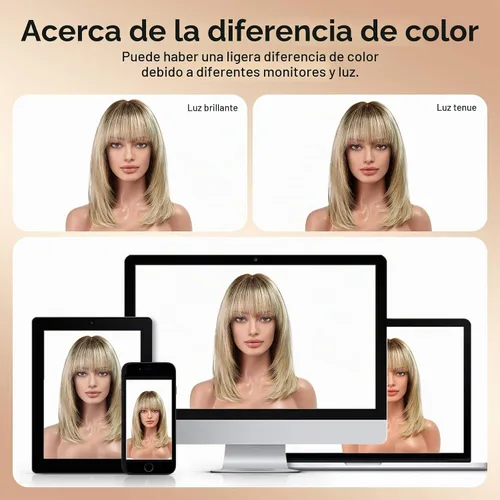 Vista 8 de KKU Pelucas de cabello humano de 16 pulgadas para mujer, peluca de cabello lacio en capas con flequillo, realismo natural, pelucas de cabello real