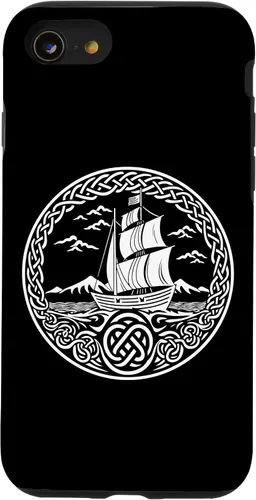 Vista 17 de Funda para iPhone 11 Pro Max Ship Sailing de mitología nórdica con nudos celtas