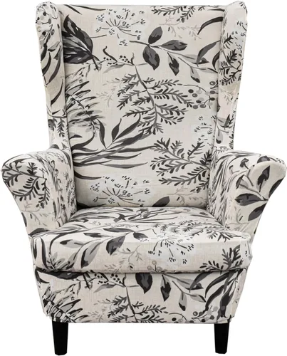 Vista 22 de NILUOH Funda para silla Wingback, 2 piezas, fundas elásticas de elastano para silla con respaldo de ala, funda lavable para sillones con respaldo