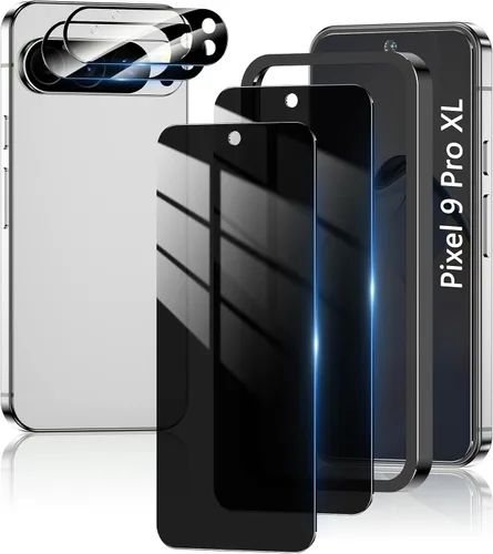 Vista 8 de [Paquete de 2+2] Protector de pantalla de privacidad para Google Pixel 6A [6.1 pulgadas] con protector de lente de cámara, vidrio templado