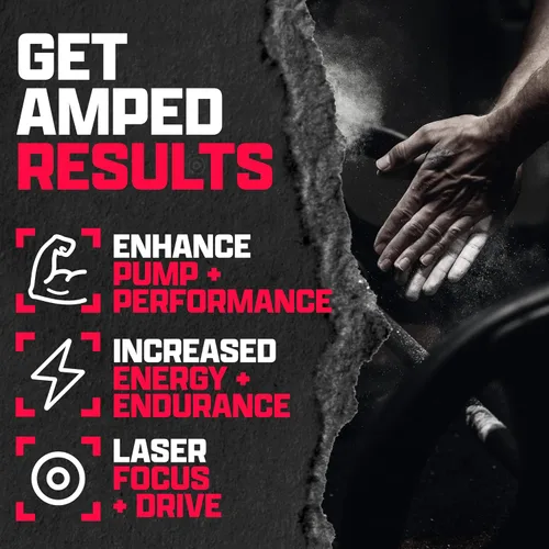 Vista 2 de OUTLIFT Amped Max Dosed HIGH STIM - Polvo para antes del entrenamiento, citrulina 6G, 3.2G Beta alanina, Alpha GPC, CognatiQ, energía extrema