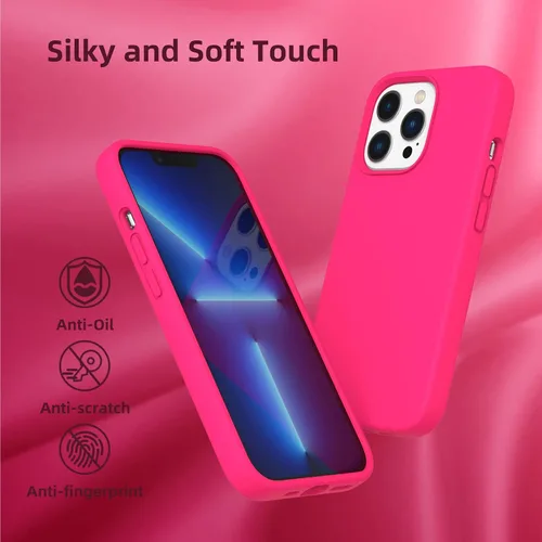 Vista 6 de Funda de silicona líquida compatible con iPhone 13 Pro Max, color rosa intenso [Protección contra caídas]