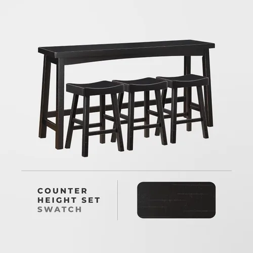 Vista 5 de Juego de mesa de bar Lexicon para 3, juego de mesa pequeña de cocina, mesa de isla de cocina con 3 taburetes de bar de silla de montar, juego