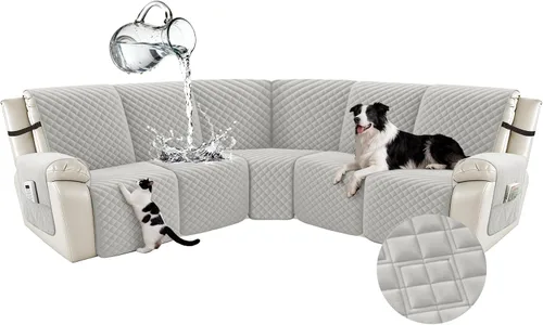 Vista 26 de Arfntevss Fundas para sofá seccional reclinable para sofá seccional en forma de L, funda antideslizante lavable para sofá reclinable con forma de L