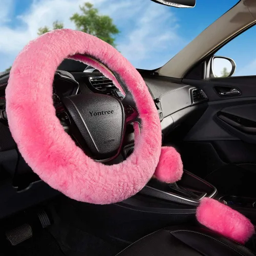 Vista 8 de Yontree - Juego de 3 fundas de volante modernas y acolchadas, para mujeres, jóvenes, señoras u hombres, de lana pura Australia, universales, 15 Negro