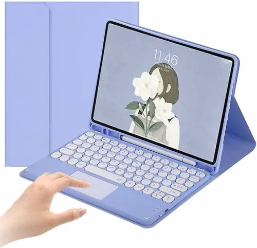 Vista 13 de Funda de teclado para iPad Mini - Funda de piel delgada con teclado desmontable Touchpad, soporte para lápices, color verde menta
