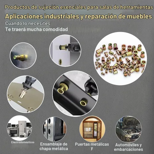 Vista 5 de ASKWAY Kit de herramientas de tuerca de remache a presión, combinación de tuercas de remache métricas 750PCS Metric Carbon Steel Rivet Nut