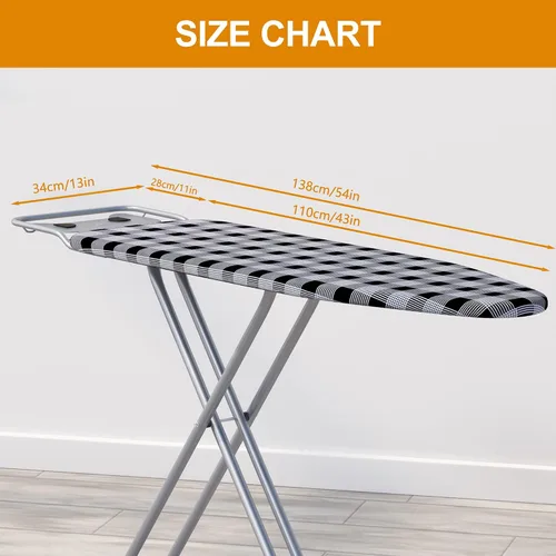 Vista 3 de Jakeefud Tabla de planchar de 13 x 43 pulgadas con funda acolchada extra gruesa y resistente, altura ajustable, tela resistente al calor y a