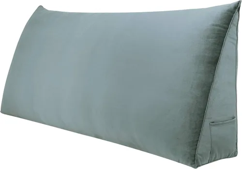 Vista 9 de WOWMAX Almohada de cuña para cabecera de cama de día, con funda extraíble, terciopelo negro, tamaño matrimonial