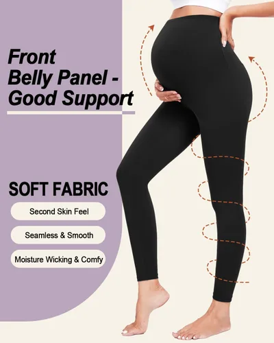 Vista 4 de yeuG Paquete de 3 leggings de maternidad para mujer, sobre el vientre, pantalones de yoga para embarazo, ropa deportiva, leggings de entrenamiento