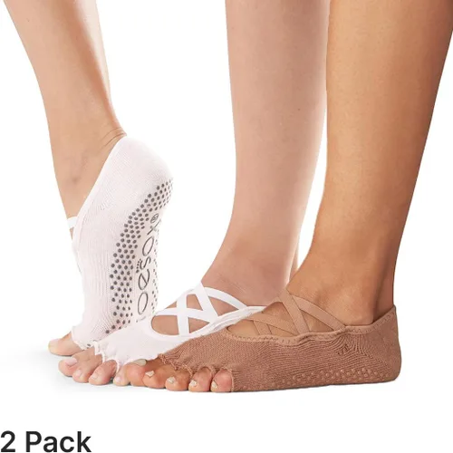 Vista 2 de toesox Elle Half Toe Multi Pack Calcetines antideslizantes para Pilates Barre Yoga