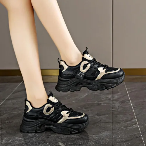 Vista 6 de YAXE Womens Platform Low Top Lace-up Chunky Walking Sneaker