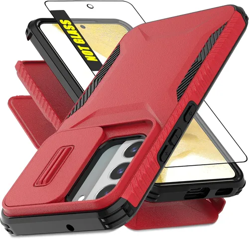 Vista 8 de Funda para Galaxy S22 5G con 1 protector de pantalla HD y cubierta de cámara deslizante [grado militar], funda protectora resistente a prueba