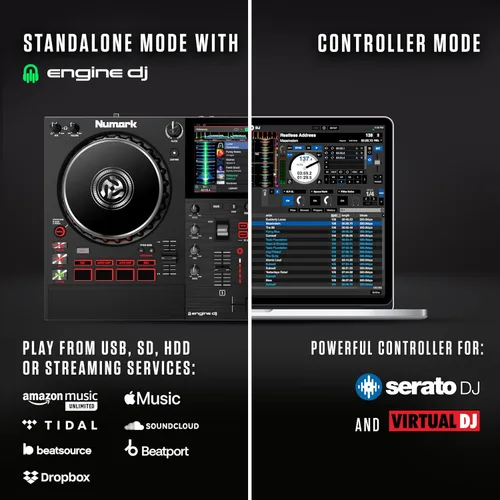 Vista 3 de Numark Mixstream Pro+ Controlador DJ e interfaz DMX para música en vivo, sets de DJ, eventos, producción musical