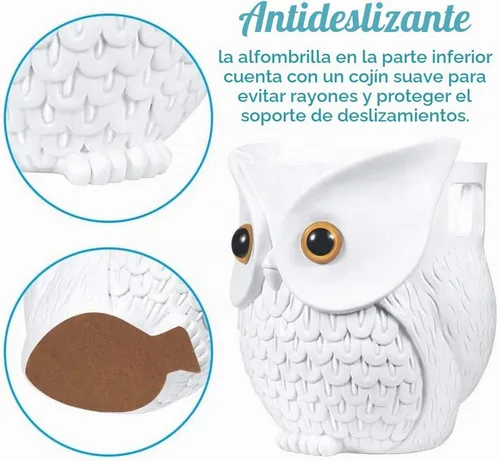 Vista 3 de Soporte de altavoz inteligente con forma de búho, bonita estatua decorativa de búho compatible con altavoces inteligentes como Echo Dot