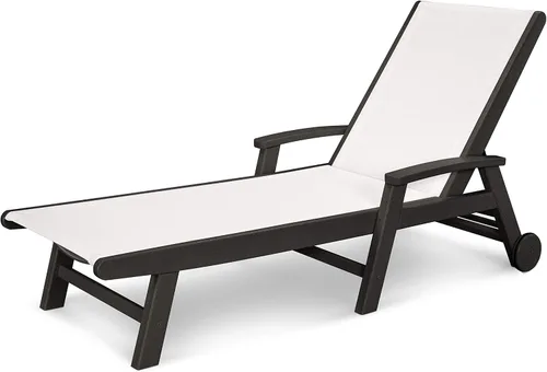 Vista 19 de POLYWOOD® Tumbona costera, negro/honda de arpillera Negro / eslinga de arpillera