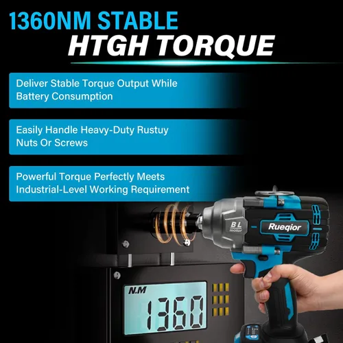 Vista 5 de Cordless Impact Wrench 1/2" Compatible with Makita 18V Battery, Impact Wrench 1000FT-LBS(1360N.m) High Torque Brushless Electric Impact Power Impact