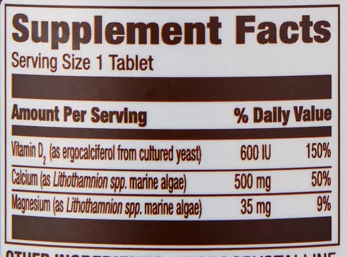 Vista 3 de Calcio de 500 mg con vitamina D de Amazon Elements, un comprimido diario; 65 comprimidos