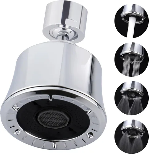 Vista 12 de iFealClear Cabezal de Grifo de Fregadero de Cocina, Cabezal Rociador Giratorio de 360 Grados con 4 Modos de Pulverización, Adaptador Aireador
