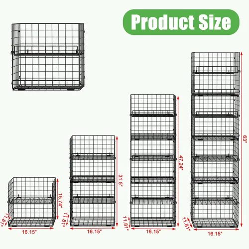 Vista 3 de JKsmart Cesta apilable de alambre de 8 niveles, organizador de latas para despensa de cocina, estantes de almacenamiento de metal XXL con divisores