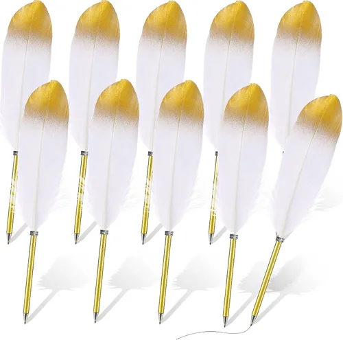 Vista 12 de Chivao Bolígrafo de pluma de 0.020 in, tinta negra, pluma de pluma chapada en pluma para invitados, recuerdos de oficina, fiestas (10 piezas)