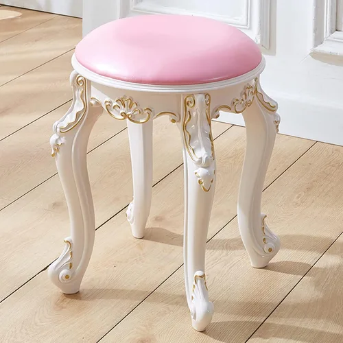 Vista 18 de Taburete de tocador, taburete de maquillaje, banco acolchado, asiento de piano en dormitorio, baño, pata de acero de plástico ABS, 16.9 in