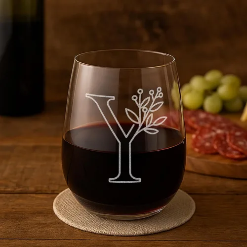 Vista 25 de On The Rox Drinks Regalos con monograma para mujeres y hombres – Letra A-Z inicial grabada monograma sin tallo, copa de vino – Regalos de vino