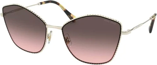 Vista 4 de Miu Miu Gafas de sol redondas a la moda Gradiente de oro antiguo/gris