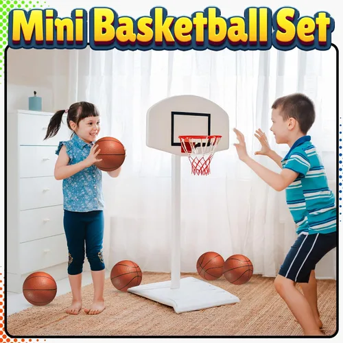 Vista 4 de Mini Basketball Set for Kids - 6 Inch (5 Pack) w/Hand Pump - Small Size Indoor Mini Hoop Balls for Toddlers - Over The Door Basketball Games, Indoor