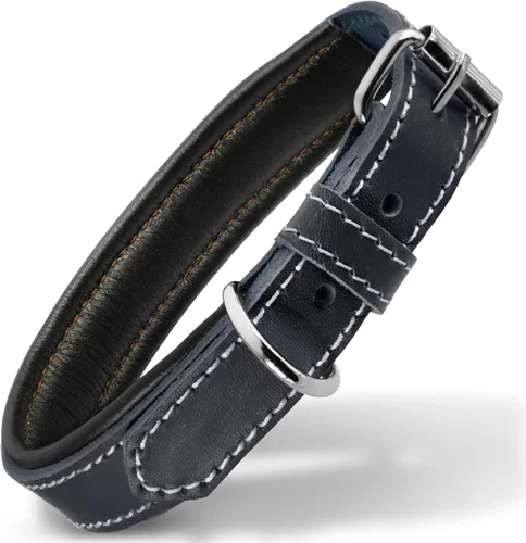 Vista 29 de Filbert Collar de cuero para perro, collar de cuero genuino para perros pequeños, acolchado de lujo, fuerte, ajustable para todas las razas, hebilla
