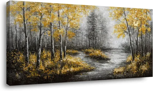 Vista 39 de ZOMNAI Arte de pared de mujer japonesa, pintura de estilo asiático, fondo amarillo, decoración de pared, tatuaje de peces en la parte posterior