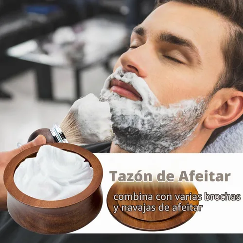 Vista 2 de Grandslam Tazón de madera para afeitar con tapa Jabón de afeitar para Marrón