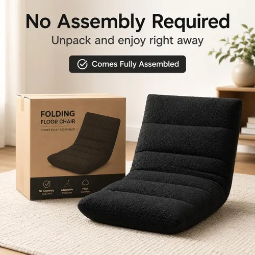 Vista 8 de Silla de suelo ajustable con espuma viscoelástica, silla plegable para juegos con soporte para la espalda, cama reclinable acolchada, tumbona