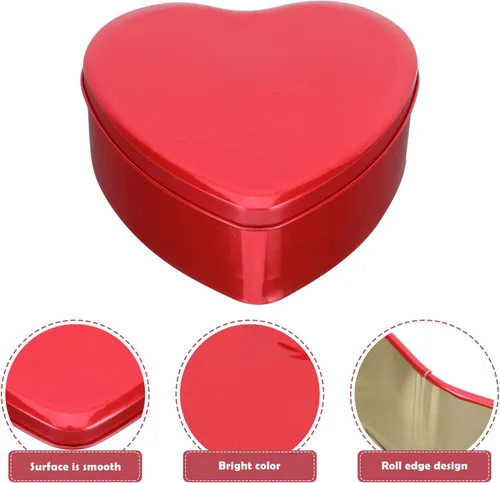 Vista 2 de Caja vacía de metal con forma de corazón: 10 unids cajas de chocolate de caramelo latas con tapa cosméticos latas Día de San Valentín regalos