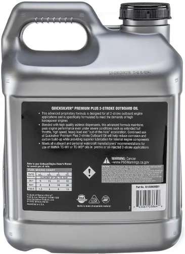 Vista 4 de Quicksilver Premium Plus - Aceite de motor marino de mezcla sintética de 2 tiempos, 2.5 galones