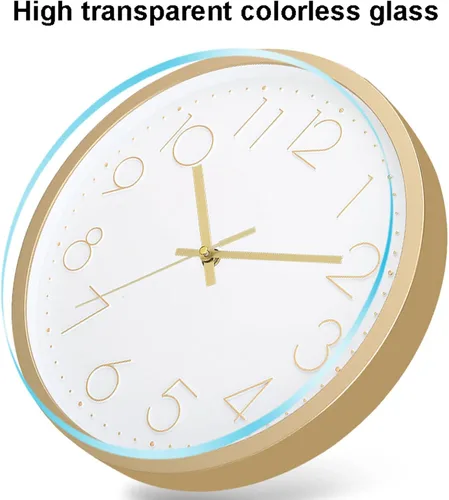 Vista 2 de Reloj de pared, relojes de pared de cocina, reloj silencioso redondo, clásico, funciona con pilas, diseño moderno y estilo para sala de estar