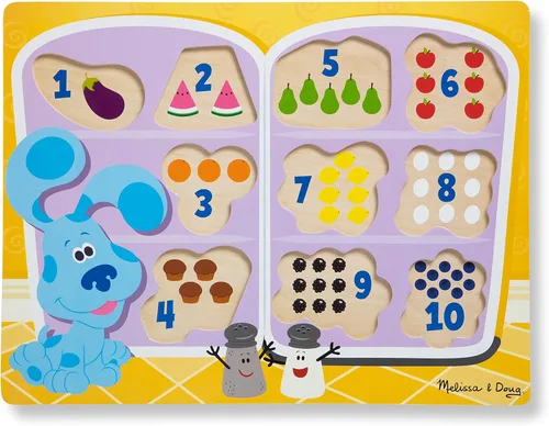 Vista 7 de Melissa & Doug Blue's Clues & You! Rompecabezas grueso de madera - Comida para nevera (10 piezas)