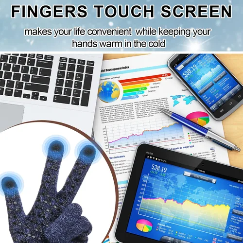 Vista 4 de Juego de 12 guantes de punto de invierno, térmicos, holgados, guantes de gel de silicona, guantes de gel de silicona, cálidos y gruesos, con forro