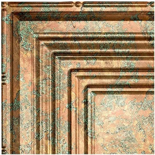 Vista 30 de FASÄDE Panel de techo decorativo de vinilo decorativo de 2 x 4 pies de estilo tradicional / patrón 3 en aluminio cepillado (paquete de 5)