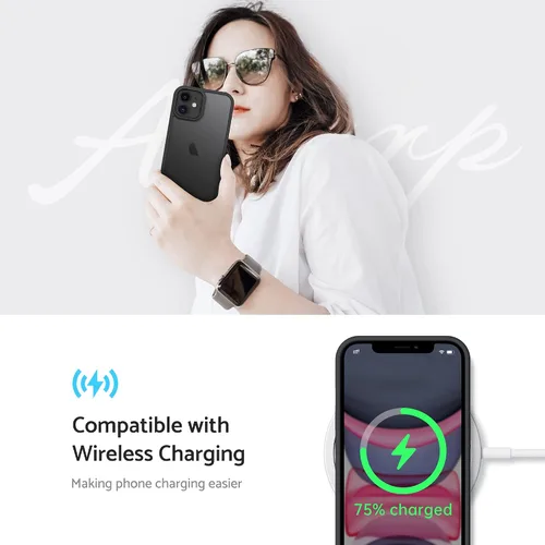 Vista 5 de Anqrp Funda negra diseñada para iPhone 11 [compatible con carga inalámbrica], [tacto sedoso] Funda delgada de silicona suave antiarañazos para Negro