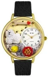 Vista 2 de Whimsical Relojes Unisex G0130010 Bichon Piel Negro Reloj de Cuero