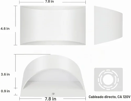 Vista 5 de TRLIFE Apliques de pared regulables, 3000K/4000K/6000K seleccionables, apliques de pared modernos de 12W LED de aluminio, juego de 2 luces de pared
