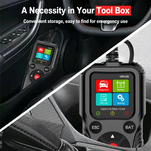 Vista 6 de Escáner OBD2 con probador de batería, lector de códigos de automóvil para comprobar la luz del motor, datos en vivo, voltaje y vida de la batería